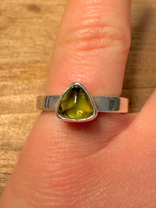 Modernist Peridot Band 925 Silver Size N1/2 Ring