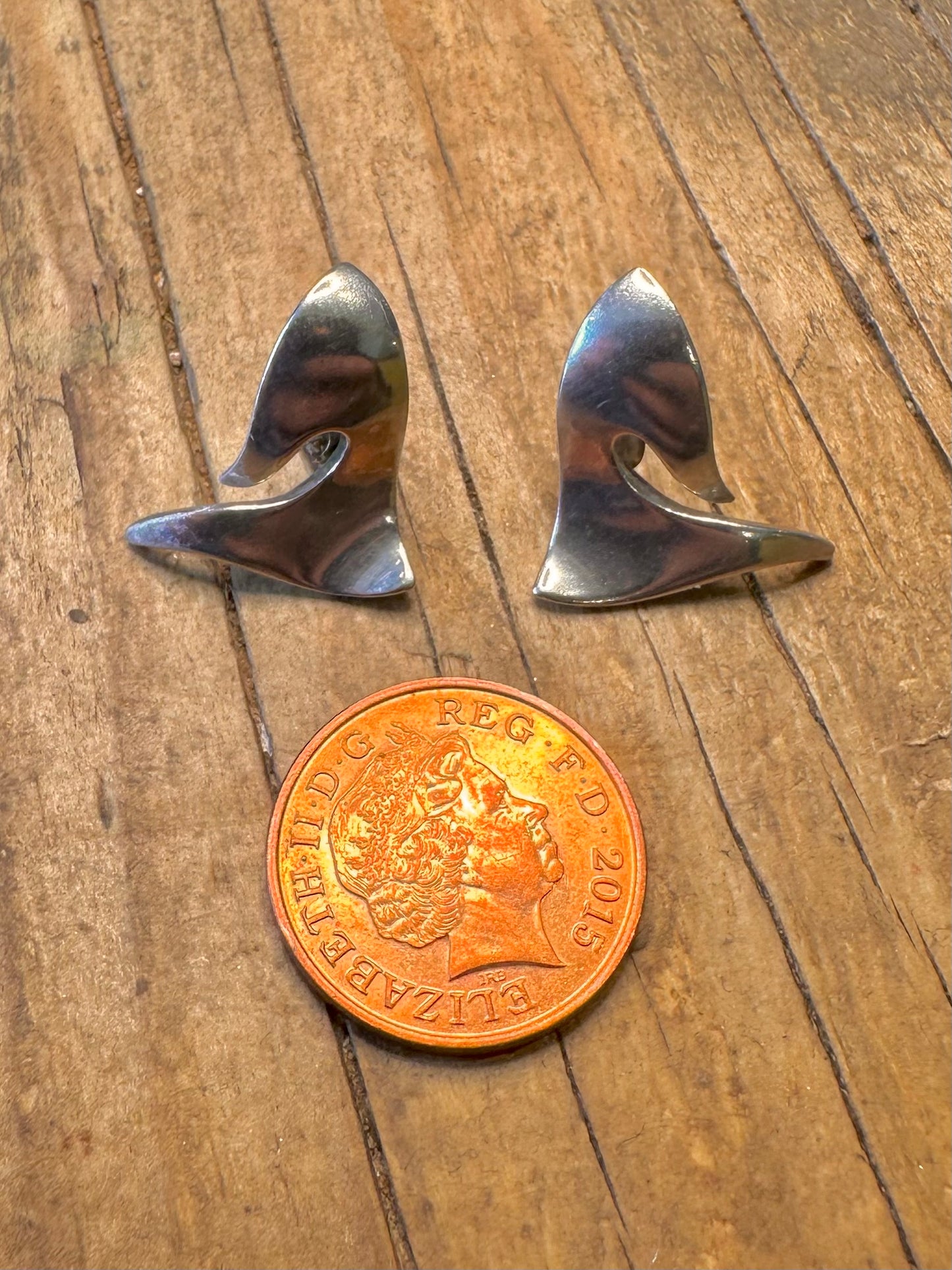 Abstract 1990 Shaped Stud Dublin 925 Sterling Silver Earrings