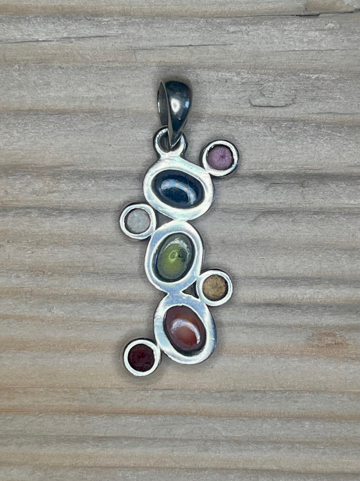 Seven Chakra Gemstone 925 Sterling Silver Pendant