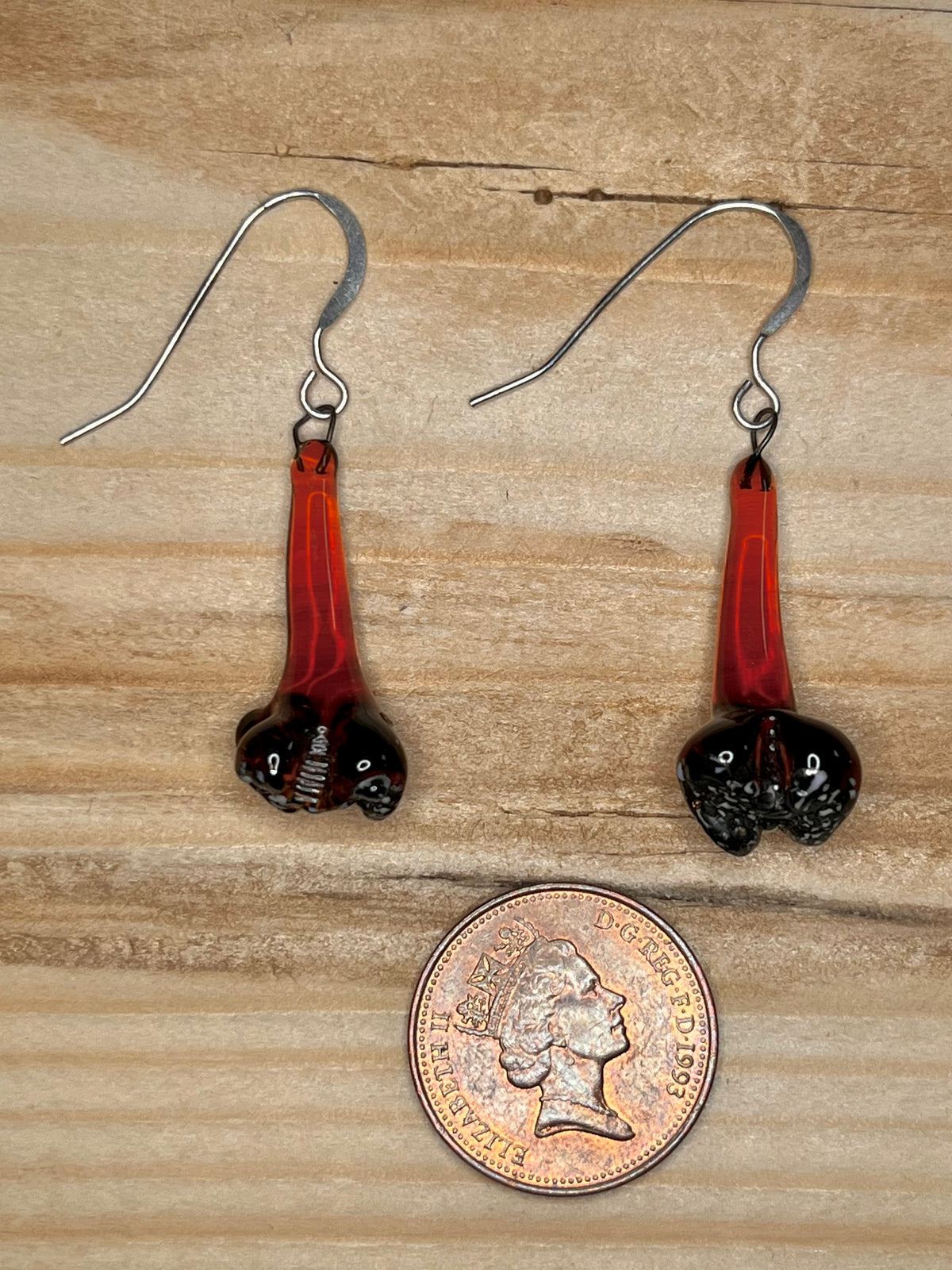 Orange Glass Elongated Drop Earrings