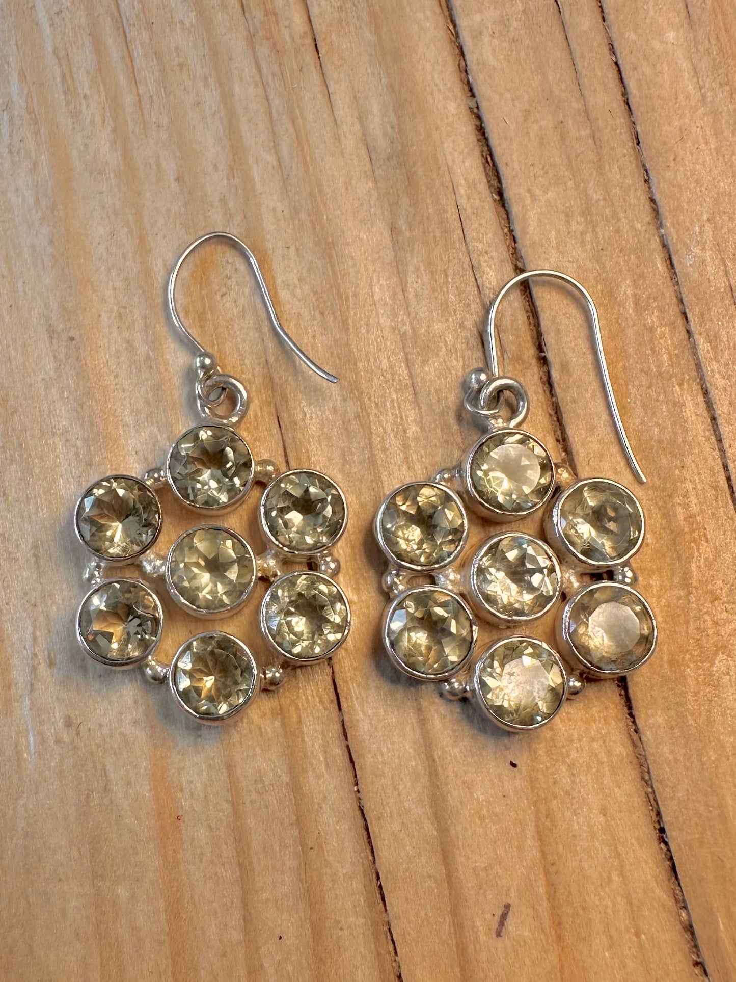 Vintage Topaz Cluster 925 Silver Earrings