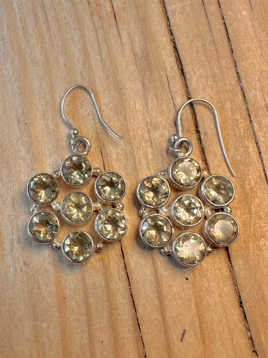 Vintage Topaz Cluster 925 Silver Earrings