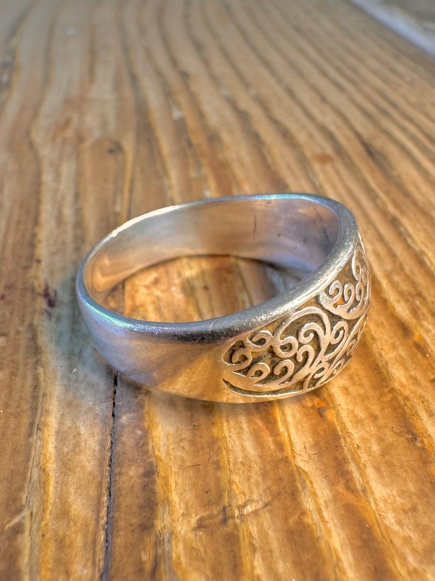 Wide Intricate Design 925 Sterling Silver Size W Ring