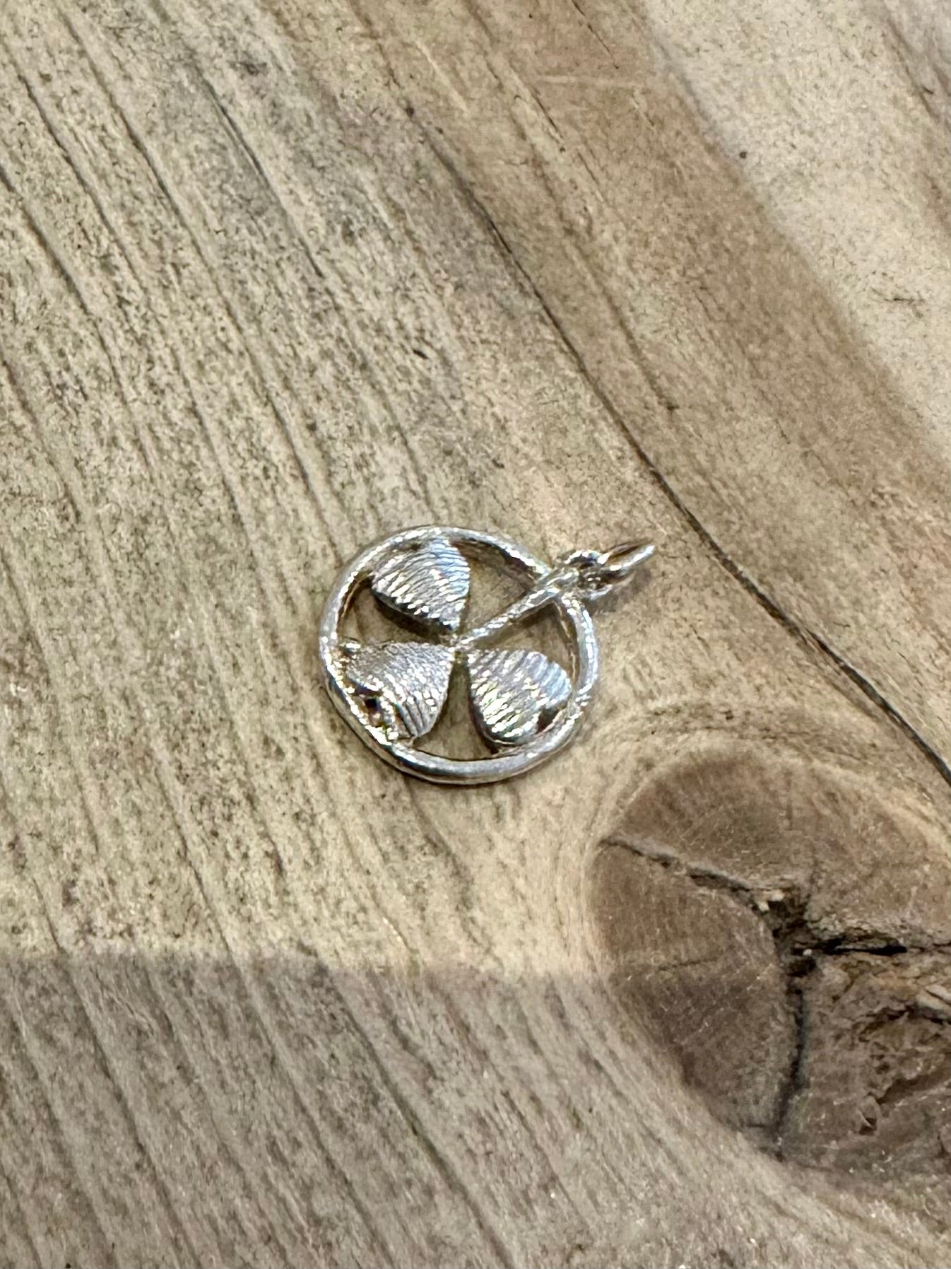 Vintage Three Leaf Clover 925 Silver Charm Pendant