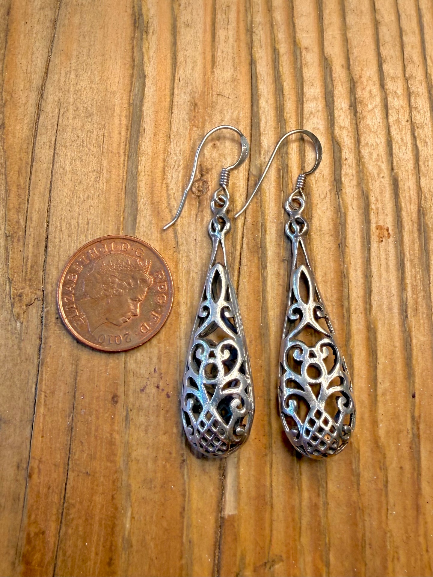 Dangle Filigree 925 Sterling Silver Earrings