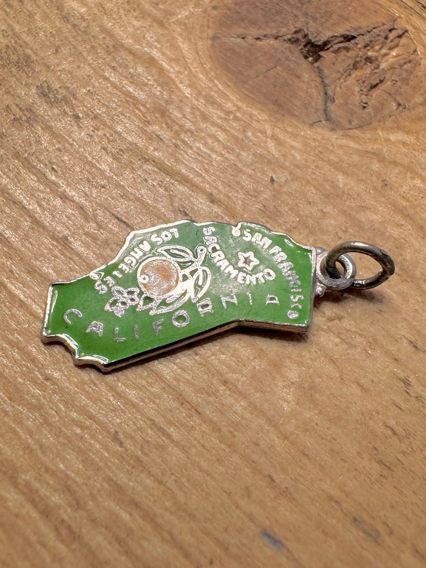 Vintage California Enamel 925 Silver Charm Pendant