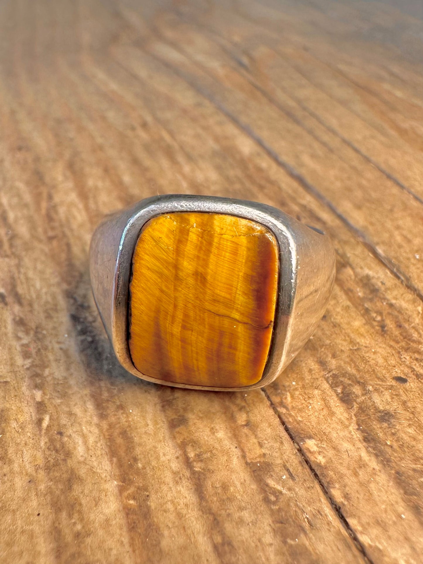 Tigerauge-Kuppel 925 Sterling Silber Ring Größe V1/2