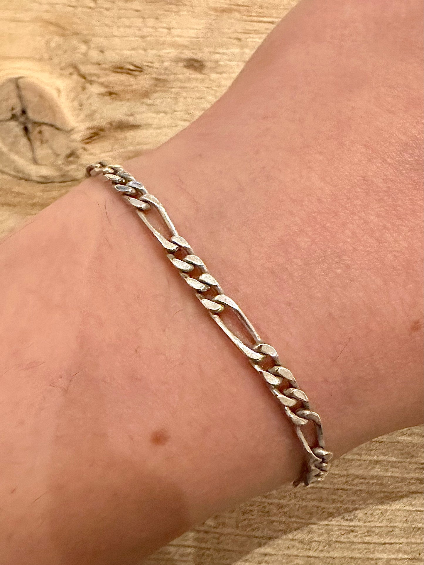 Vintage Figaro Curb Chain 925 Silver 7 inch Bracelet