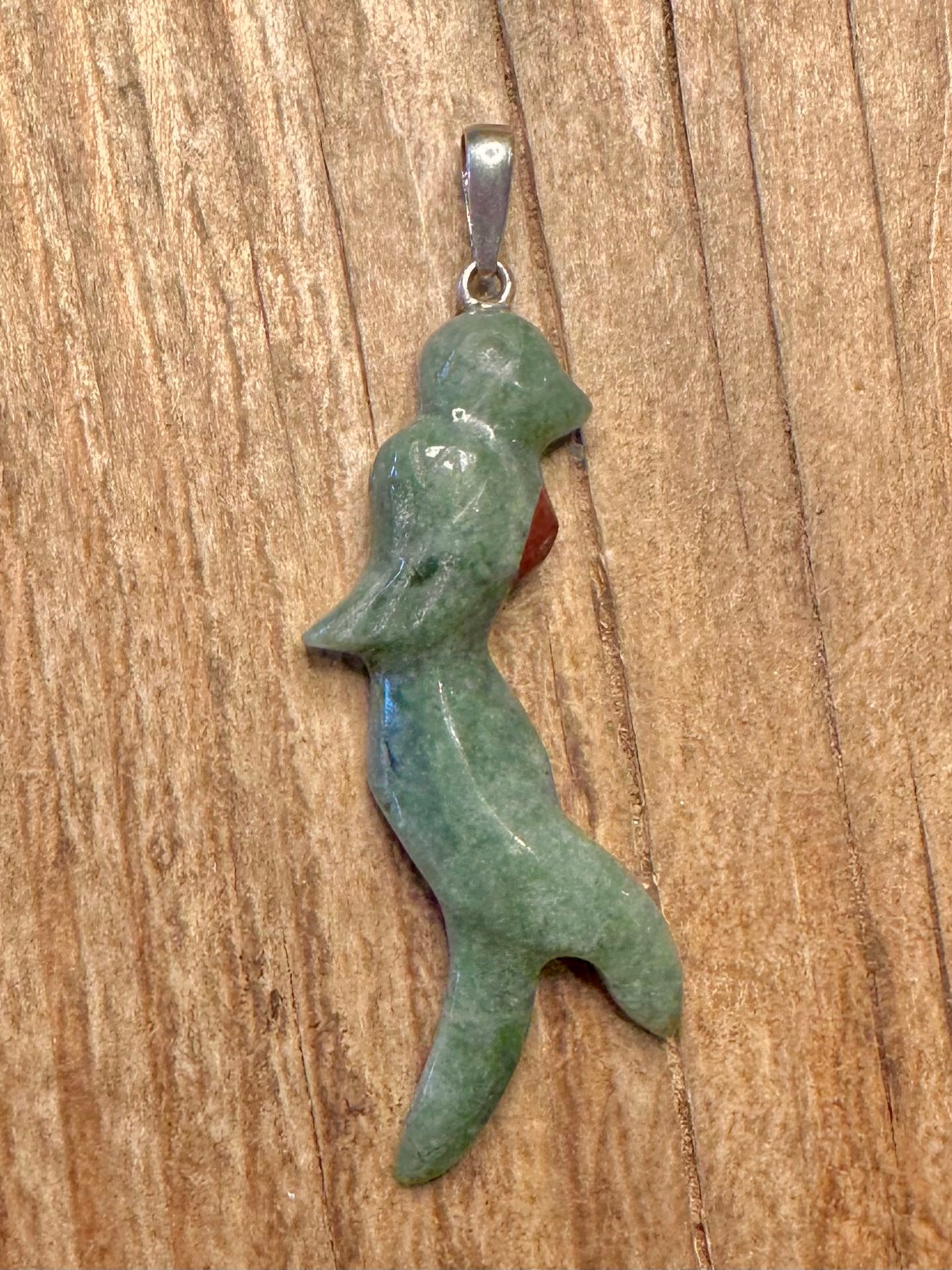 Vintage Aventurin Vogel Anhänger aus 925er Sterlingsilber