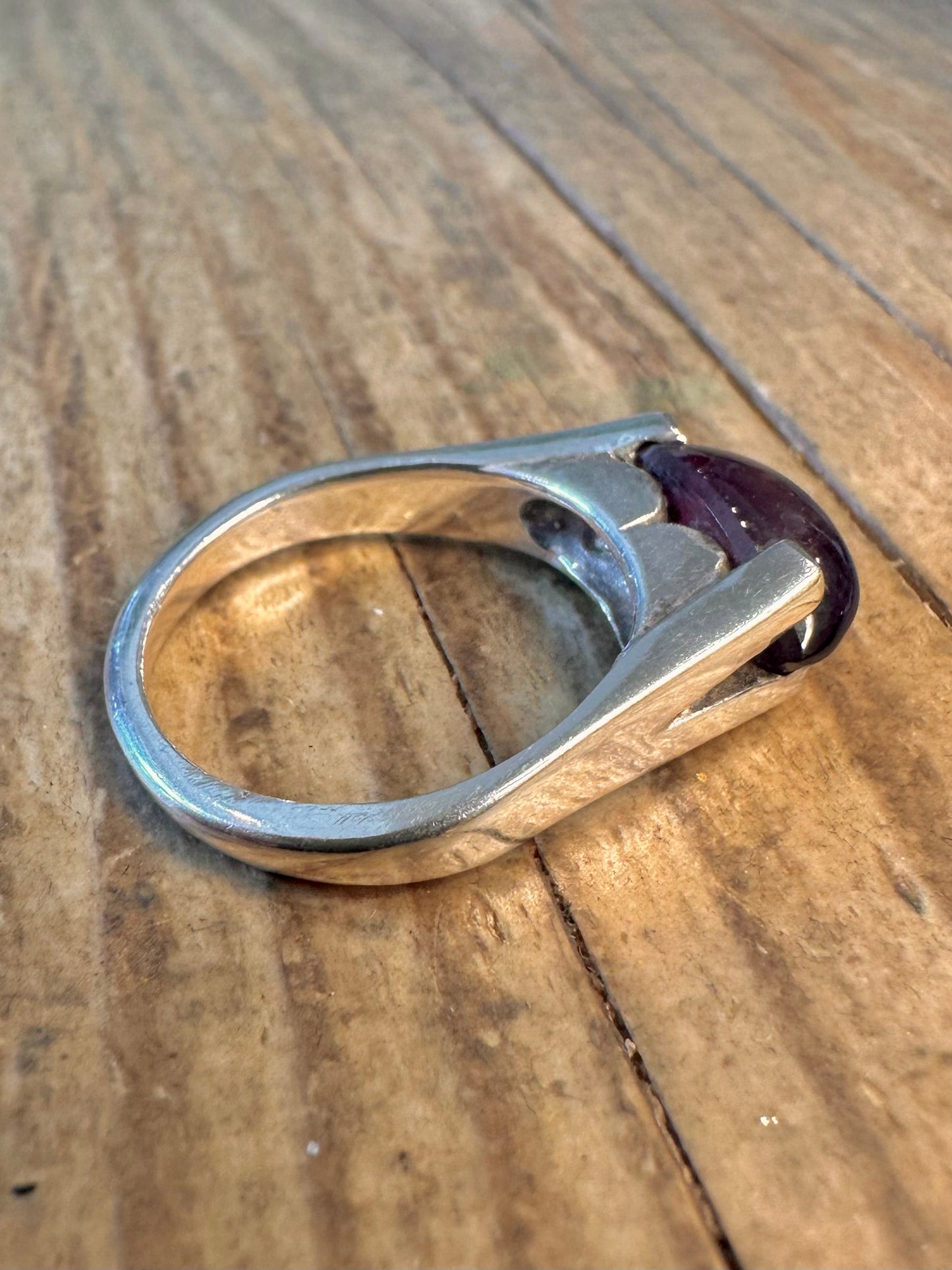 Abstract 1993 Amethyst 925 Sterling Silver Size O Ring