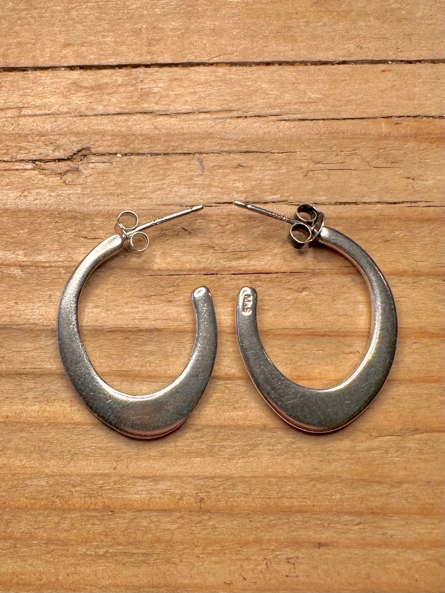 Abstract Curved Half Hoops 925 Sterling Silver Earrings