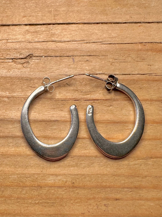 Abstract Curved Half Hoops 925 Sterling Silver Earrings