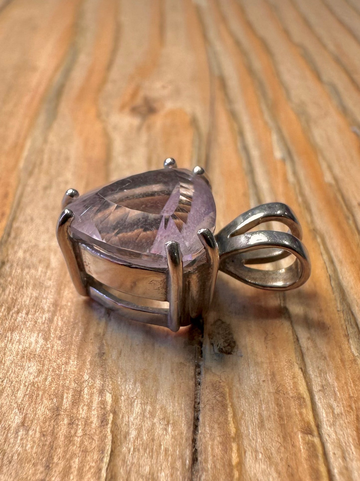 Vintage Amethyst Dreieck 925 Sterling Silber Anhänger