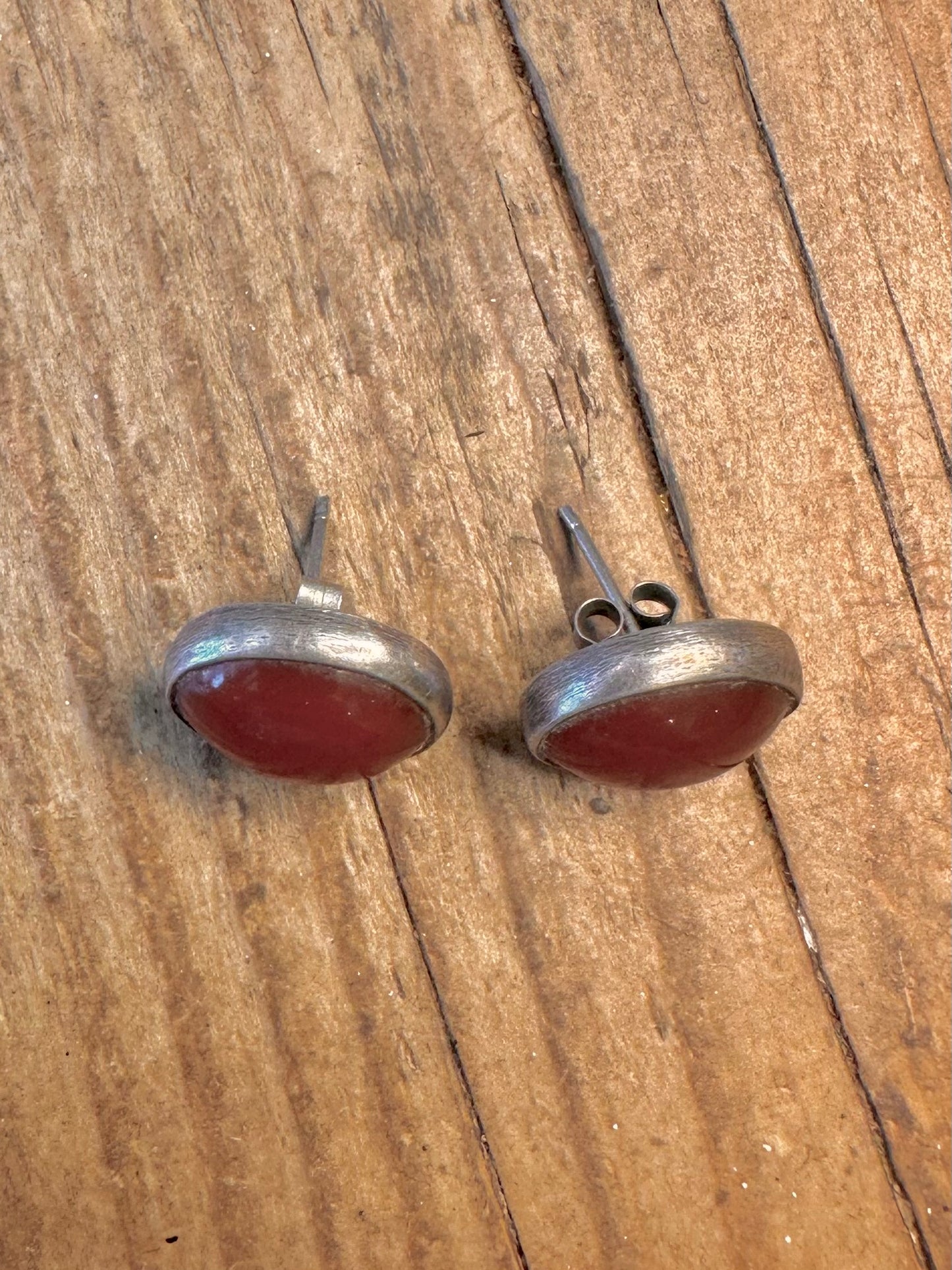 Karneol-Ohrstecker, oval, aus 925er Sterlingsilber