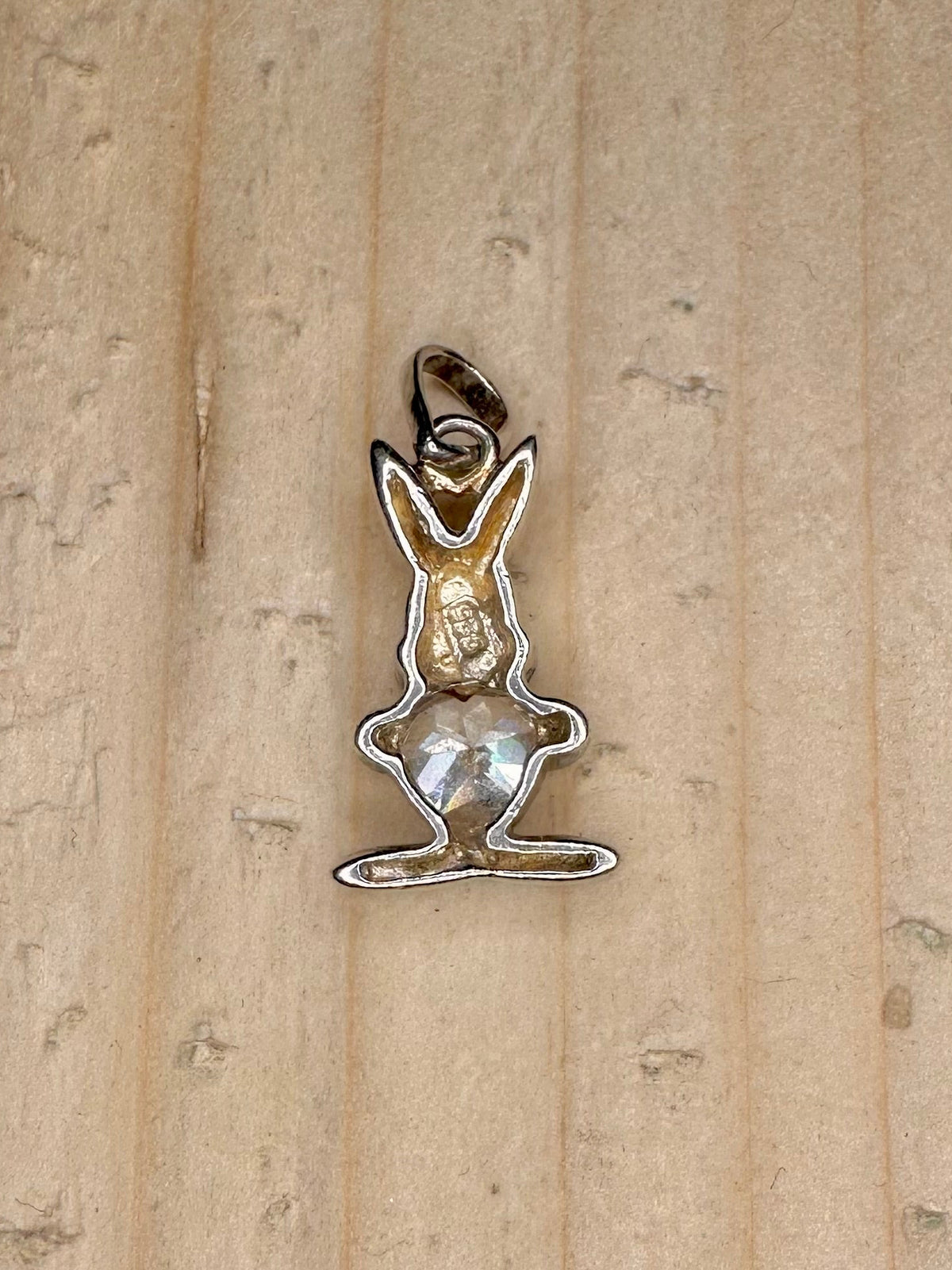 Rabbit CZ Heart 925 Sterling Silver Pendant
