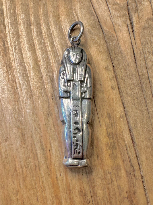Vintage ägyptischer Mumien-Grab-Anhänger aus 925er Sterlingsilber