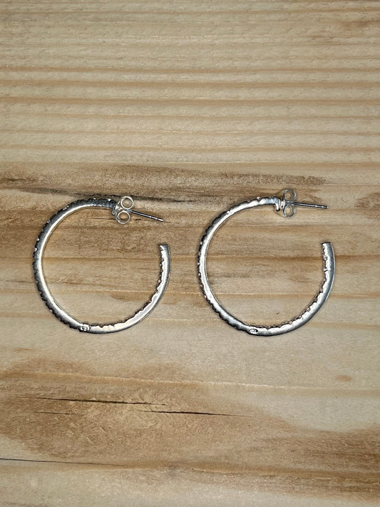 Pink CZ Hoops 925 Sterling Silver Earrings
