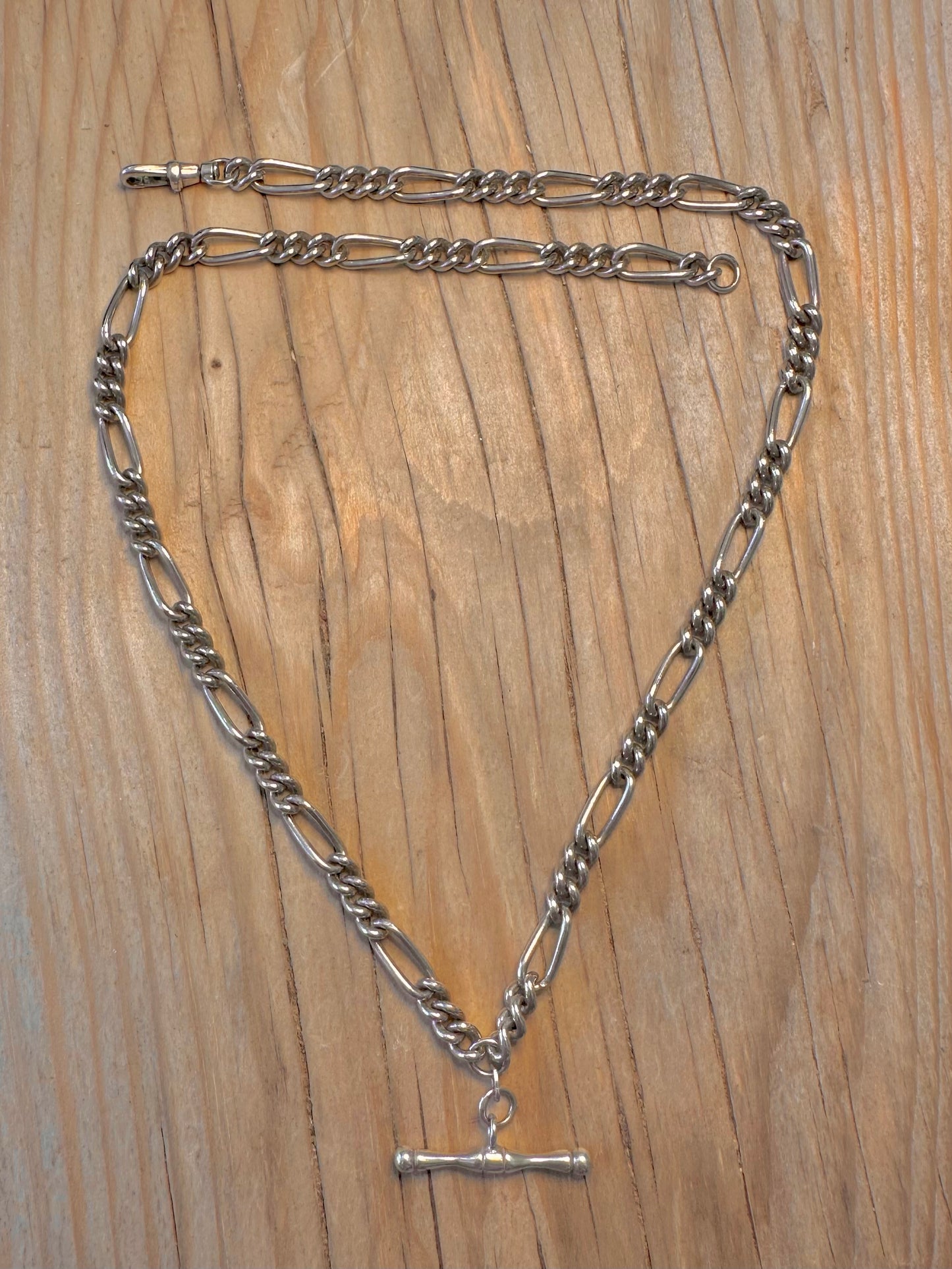 Vintage Figaro T Bar Albert Clasp 925 Sterling Silver Hallmarked 18 inch Necklace