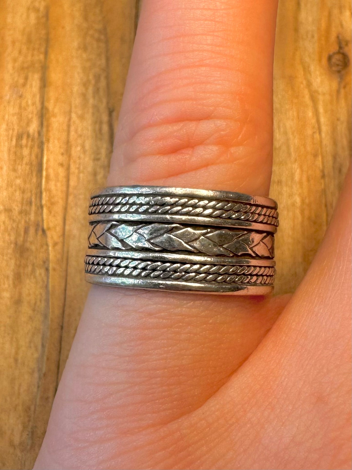 Chunky Woven Braided Band 925 Sterling Silver Size P Ring