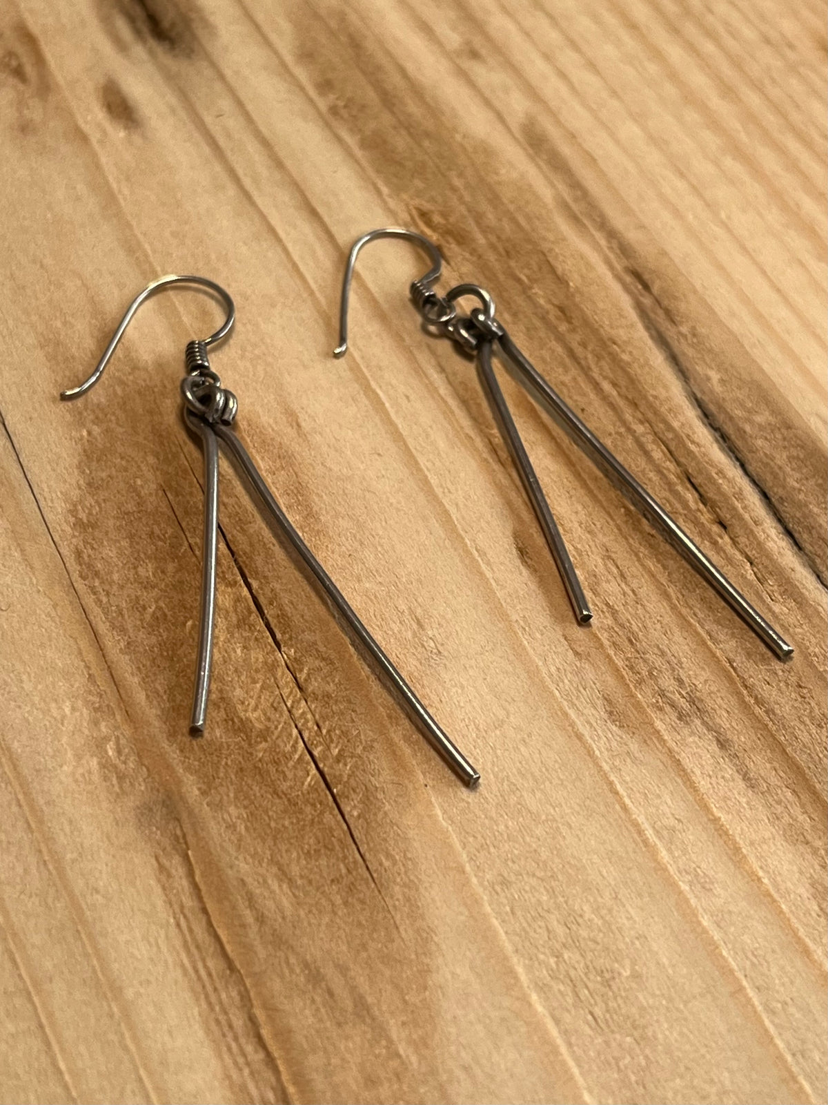 Simple Straight Stick 925 Sterling Silver Drop Earrings