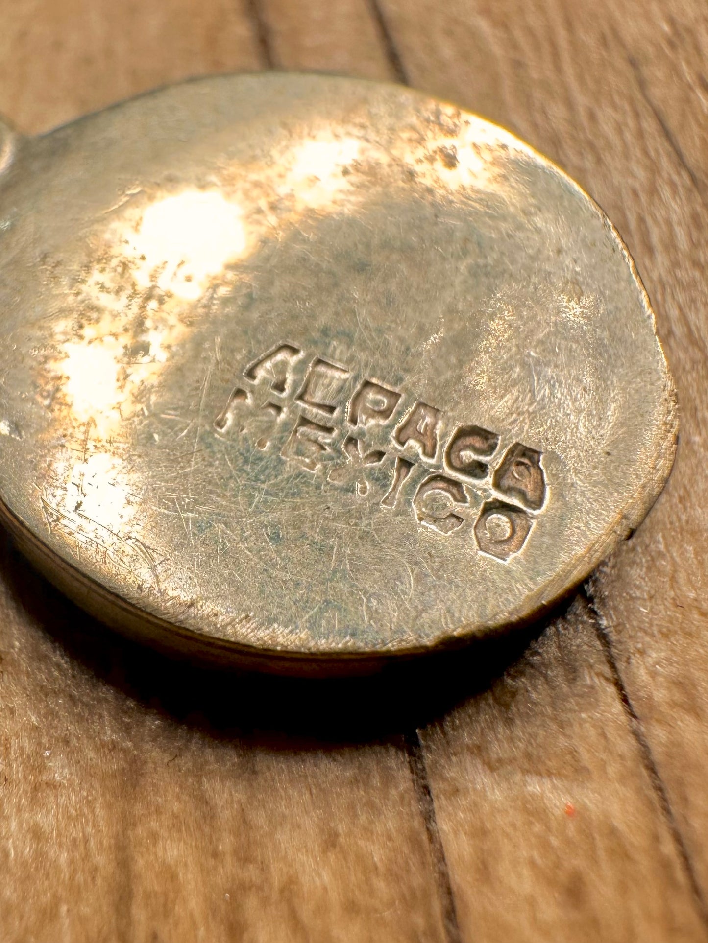 Vintage Türkis Inlay Alpaka Silber Mexiko Anhänger