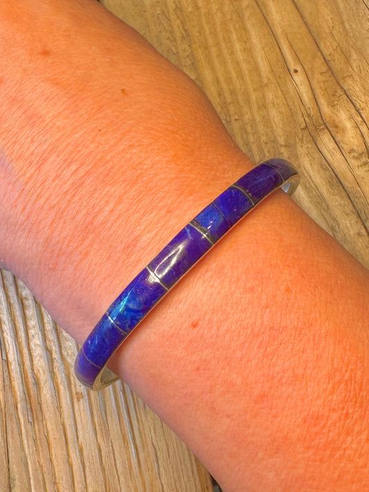 Lapis Inlay 950 Silver Bangle