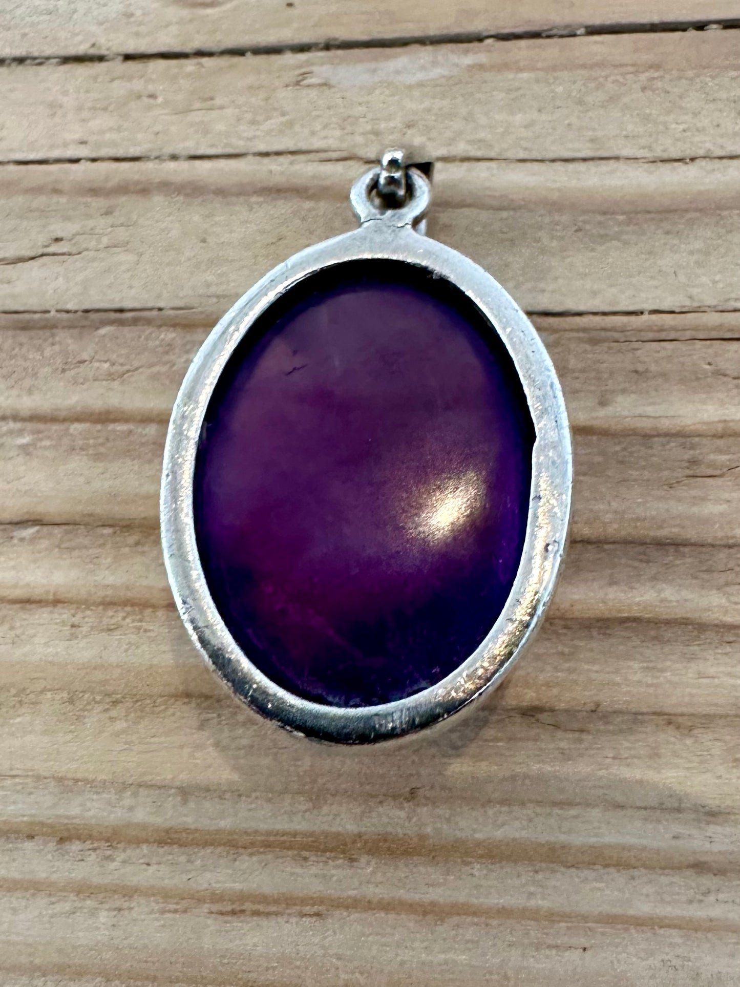 Vintage Oval Amethyst 925 Silver Pendant