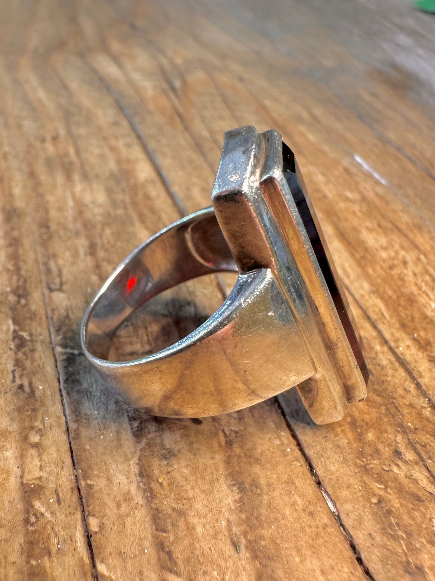 Roter Rechteckring aus 925er Sterlingsilber, Größe R1/2