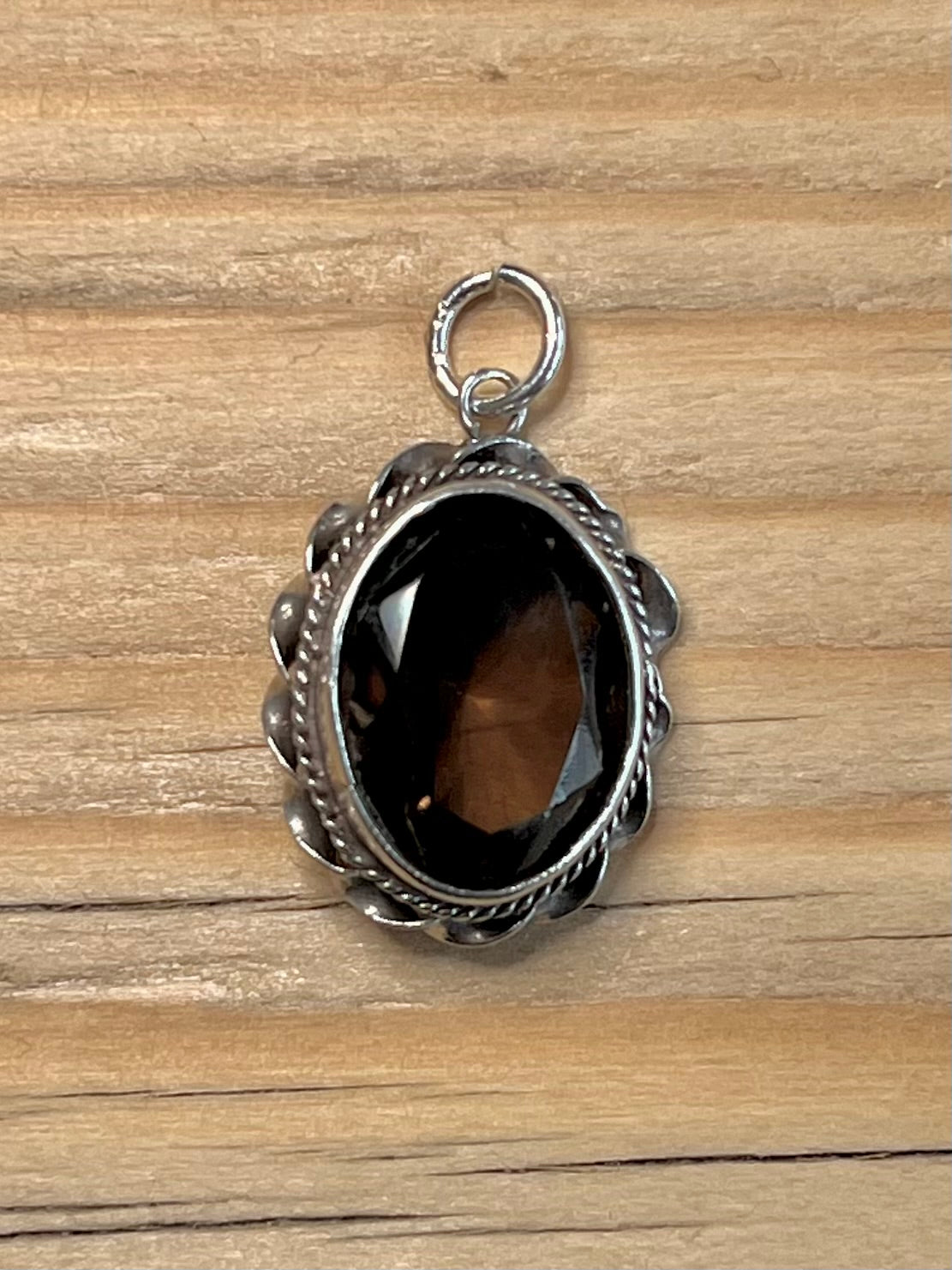 Oval Ornate Dark Citrine 925 Sterling Silver Pendant