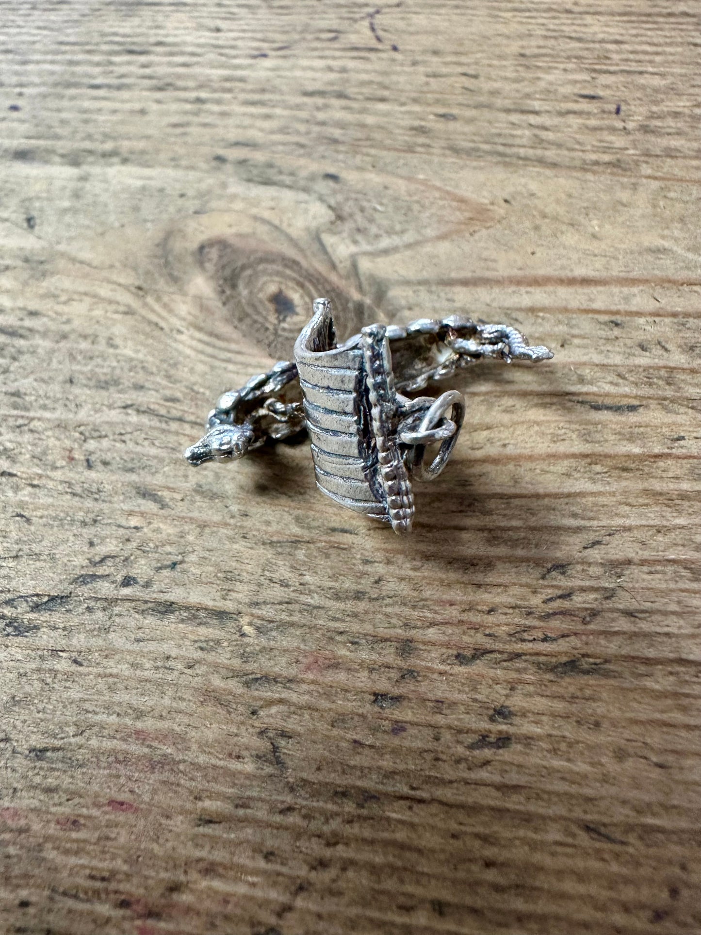 Vintage Viking Ship 925 Silver Charm Pendant