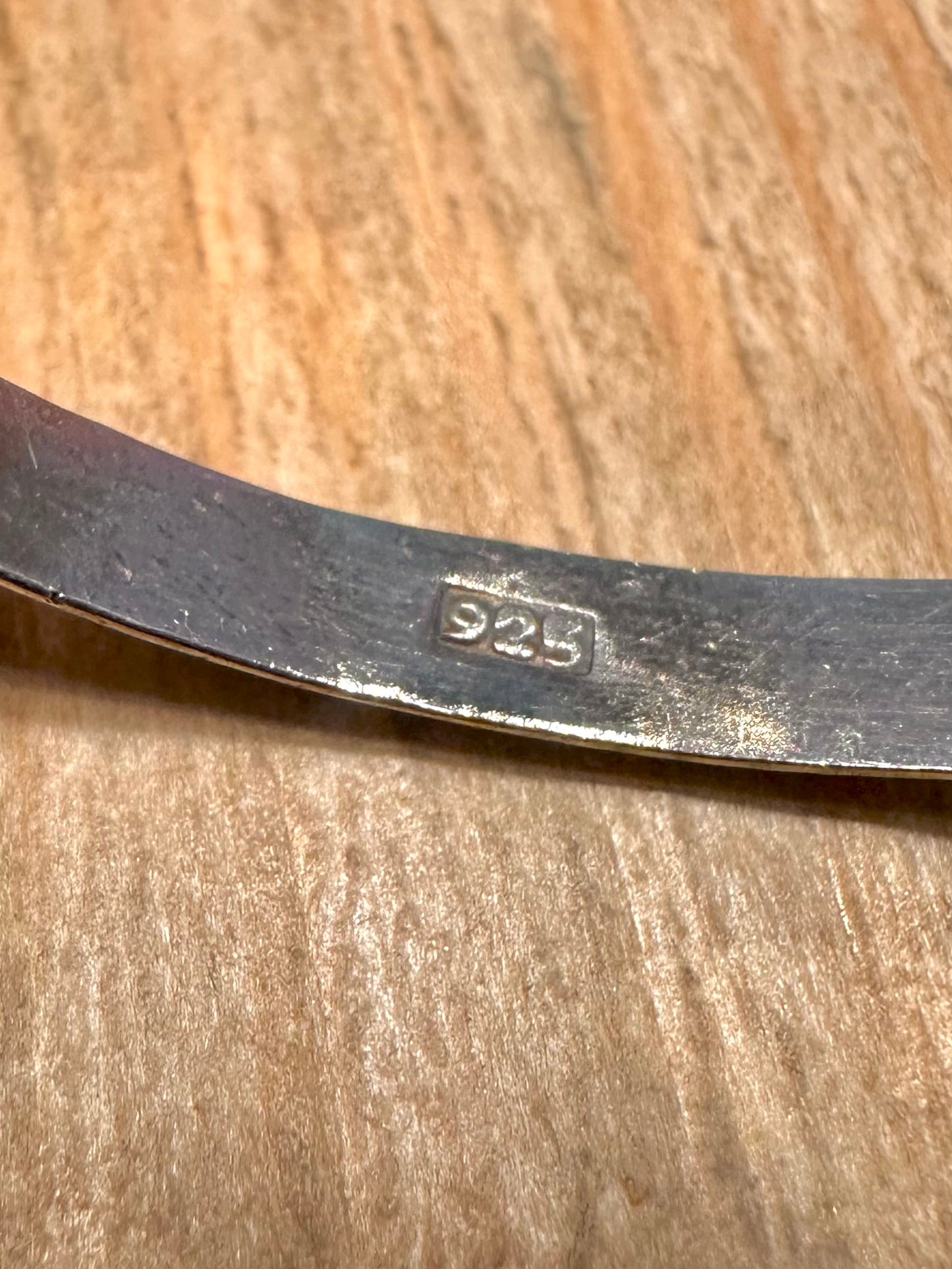 Vintage Dragon Filigree Red Stone and Gold Plate 925 Sterling Silver Bangle