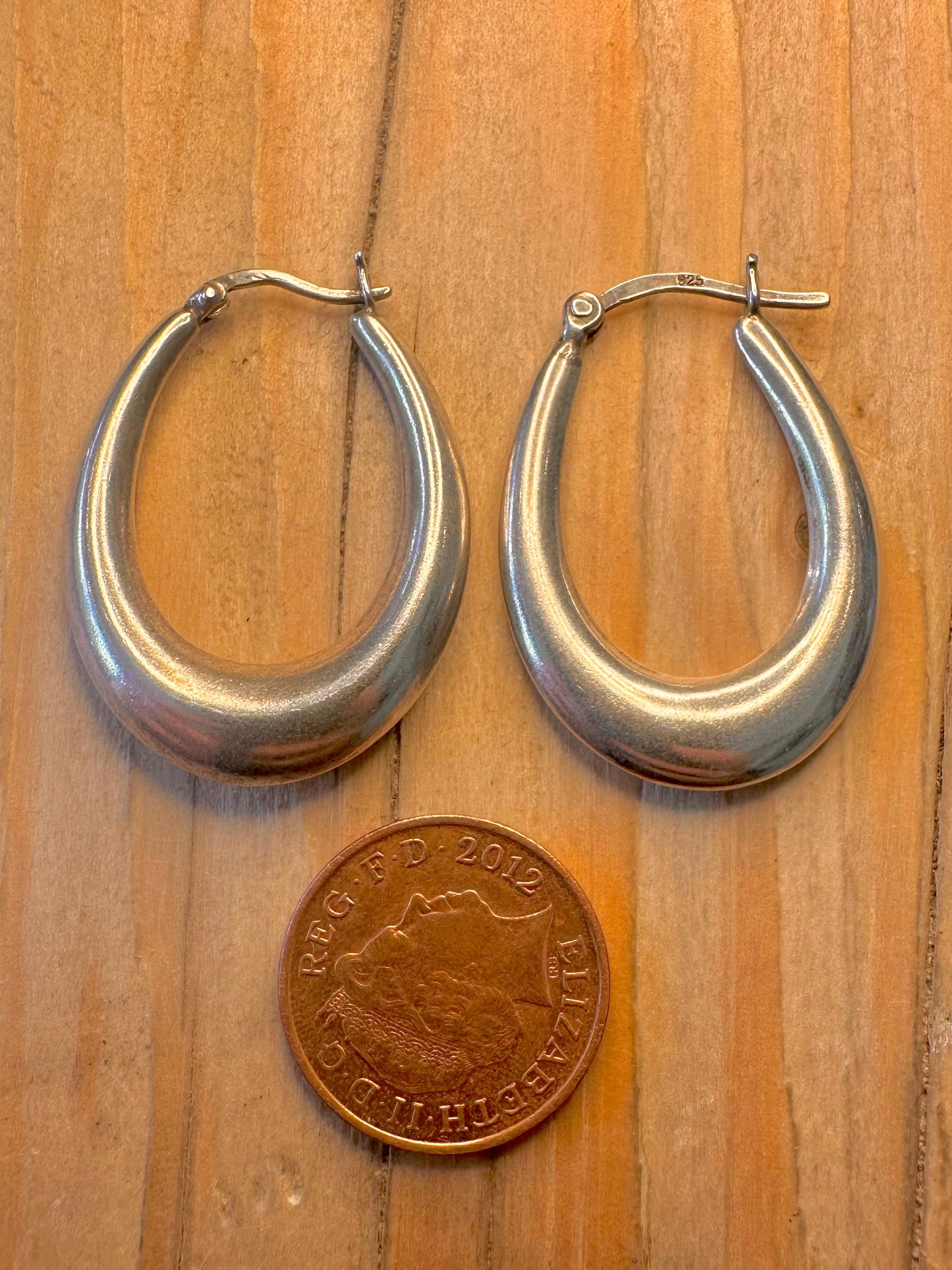 Vintage Chunky Hoops 925 Sterling Silver Earrings