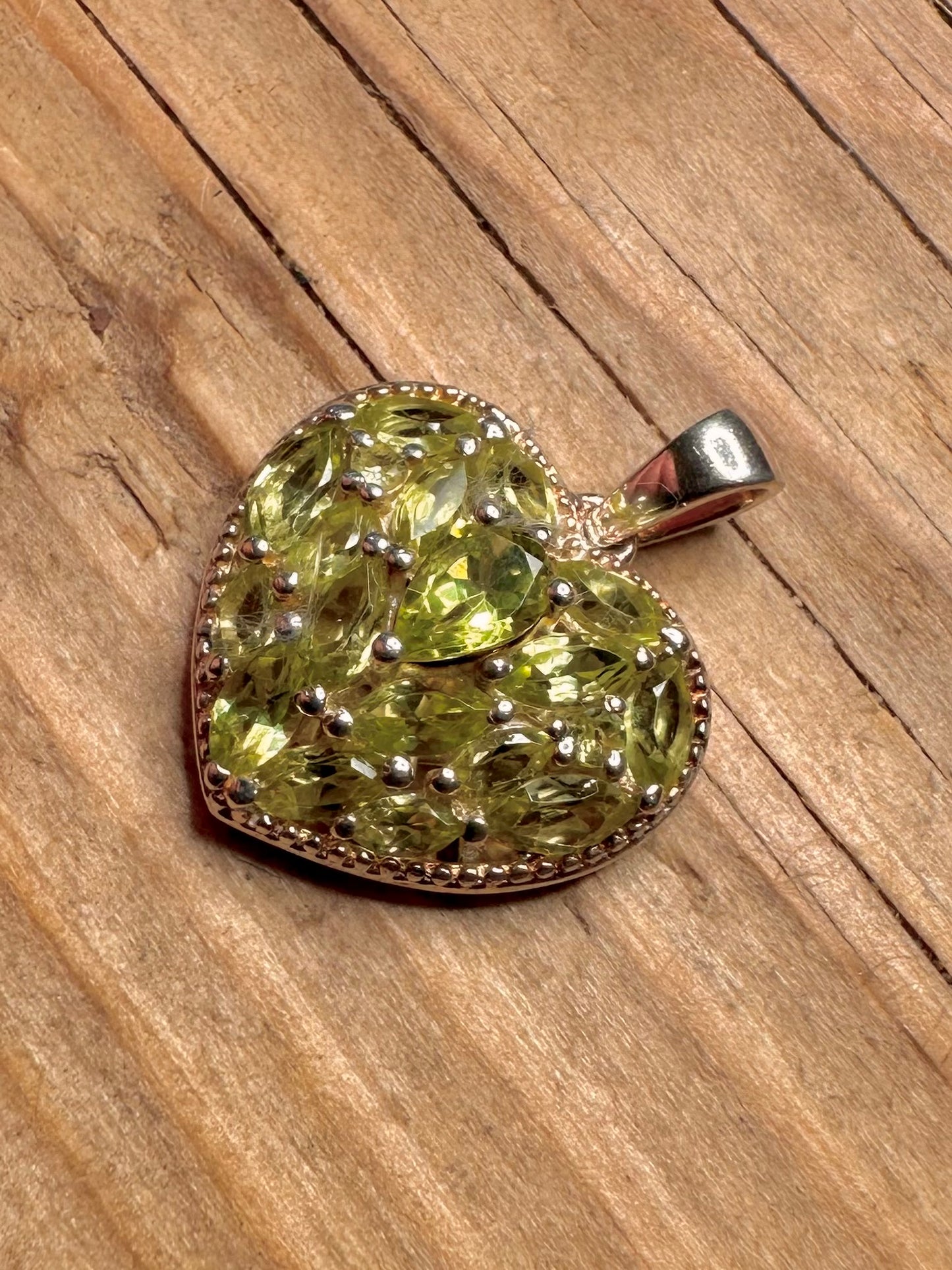 Vintage Peridot Herz 925 Sterling Silber Anhänger