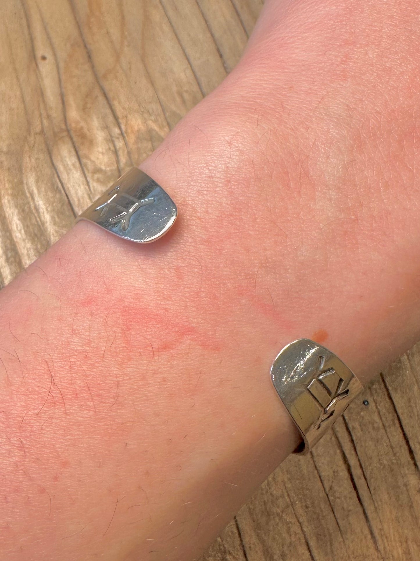 Vintage Navajo Green Turquoise Native Symbols 925 Sterling Silver Cuff Bangle