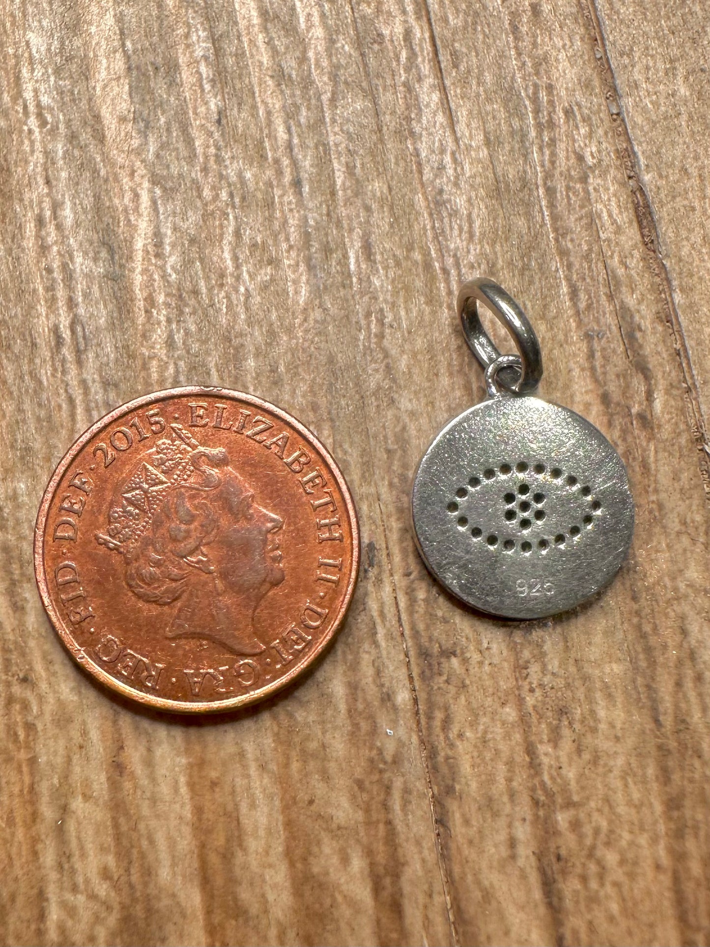 Modern Blue and White CZ Eye 925 Sterling Silver Pendant