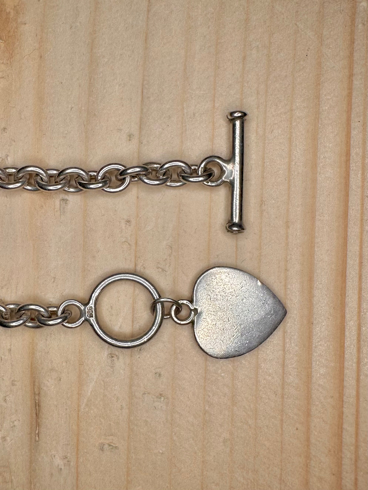 Heart T Bar Belcher Chain 925 Sterling Silver 15 inch Necklace