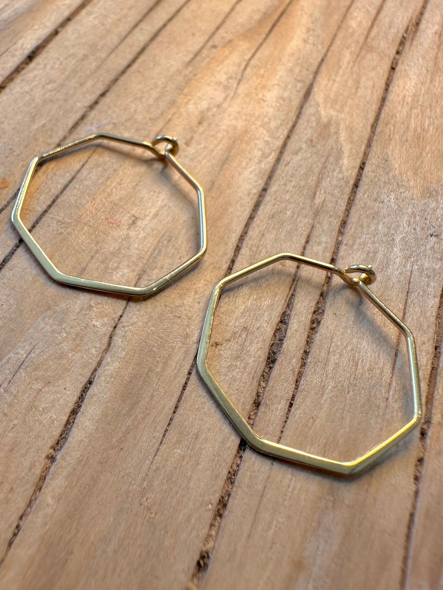 Abstract Geometric Gold on 925 Silver Hoop Earrings