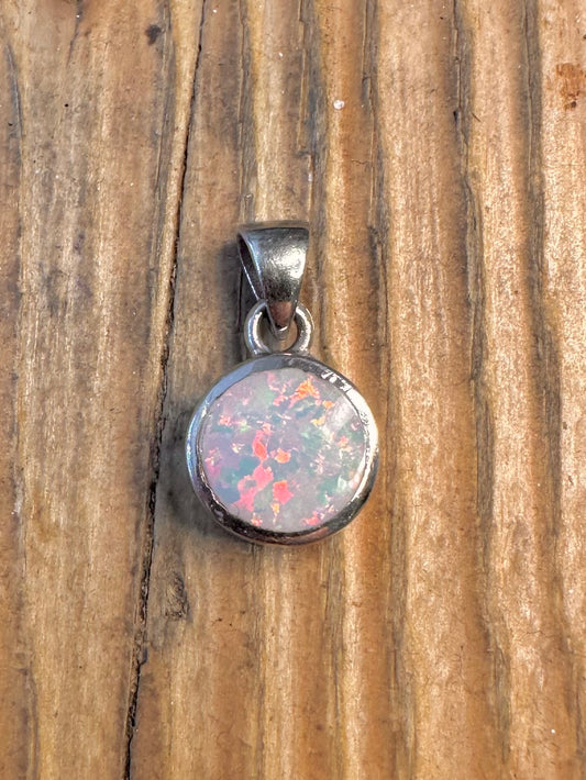 Opal Circle 925 Sterling Silver Pendant