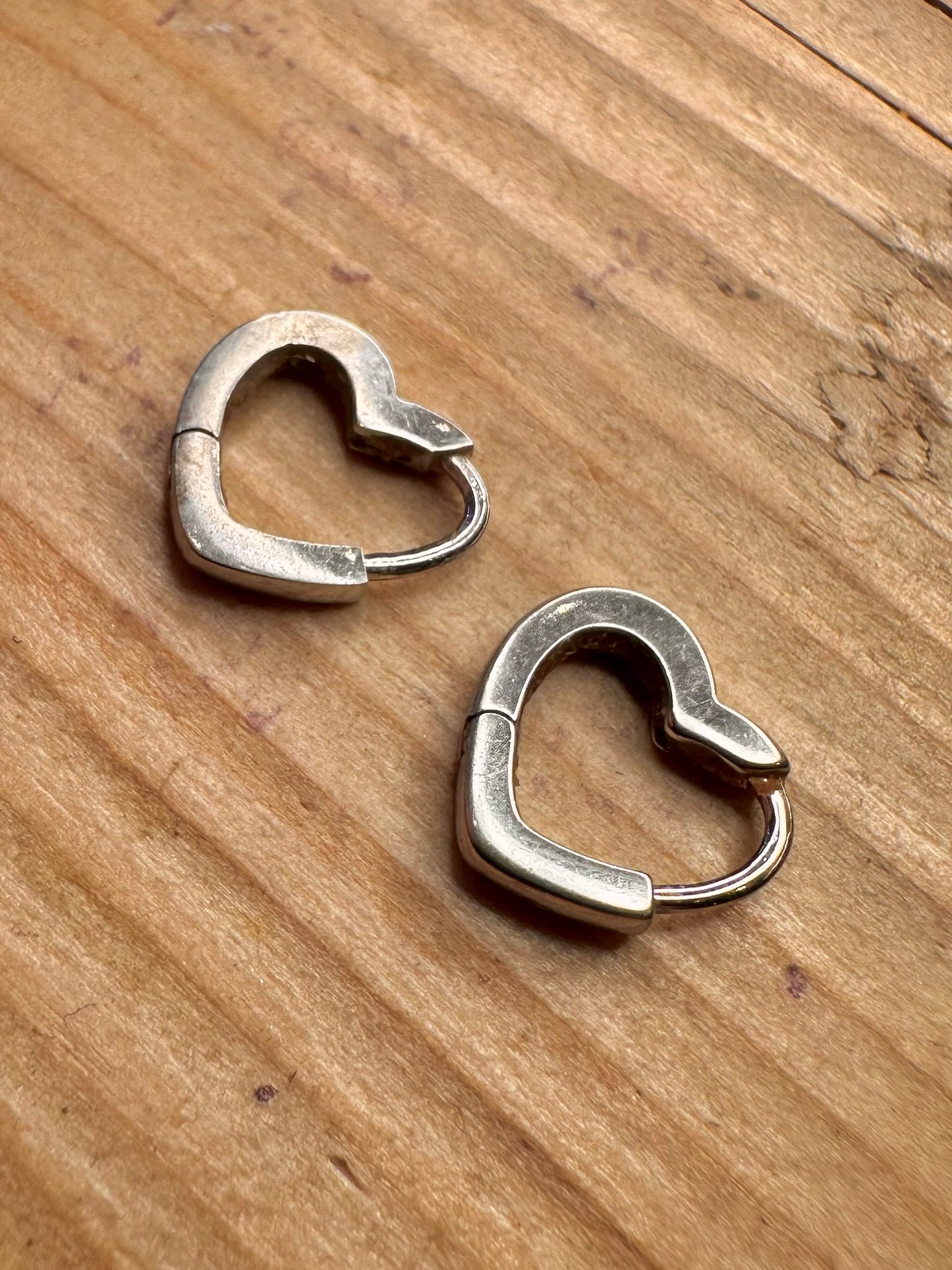 Vintage Herzförmige Creolen aus 925er Sterlingsilber
