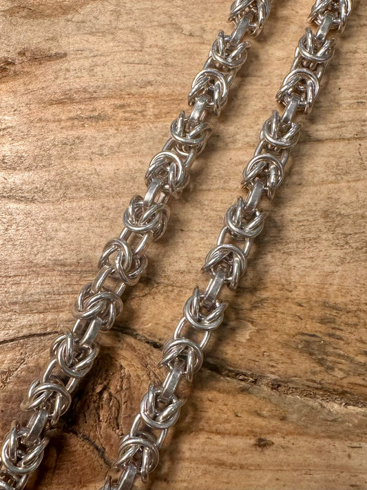 Vintage Byzantine Link Chunky 925 Silver 17.5 inch Necklace