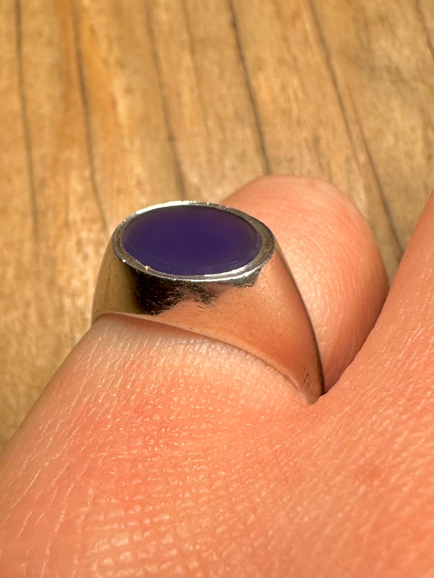 Vintage Dark Blue 925 Sterling Silver Size M Ring