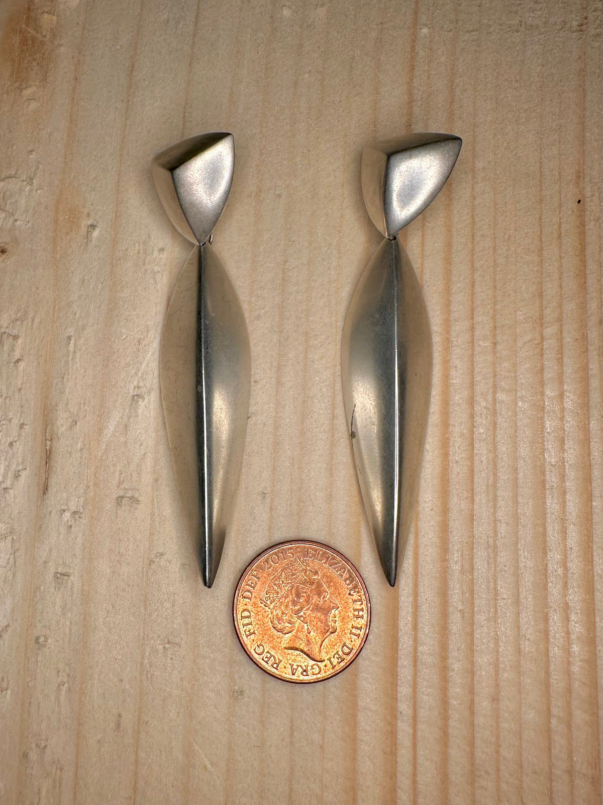 Modernist 1998 Long Drop Maker UH Hallmarked 925 Sterling Silver Earrings