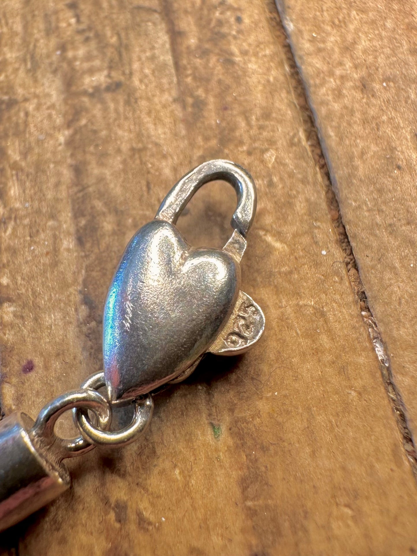 Snake Chain Heart Clasp 925 Sterling Silver 7.5 inch Bracelet