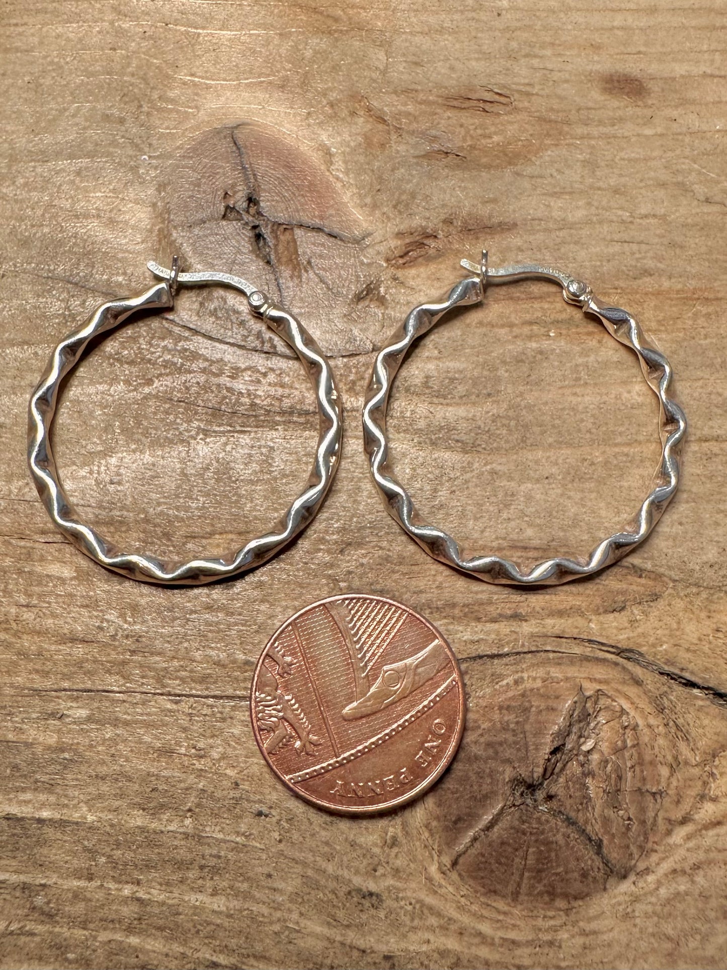 Vintage Twisted Hoops 925 Silver Earrings