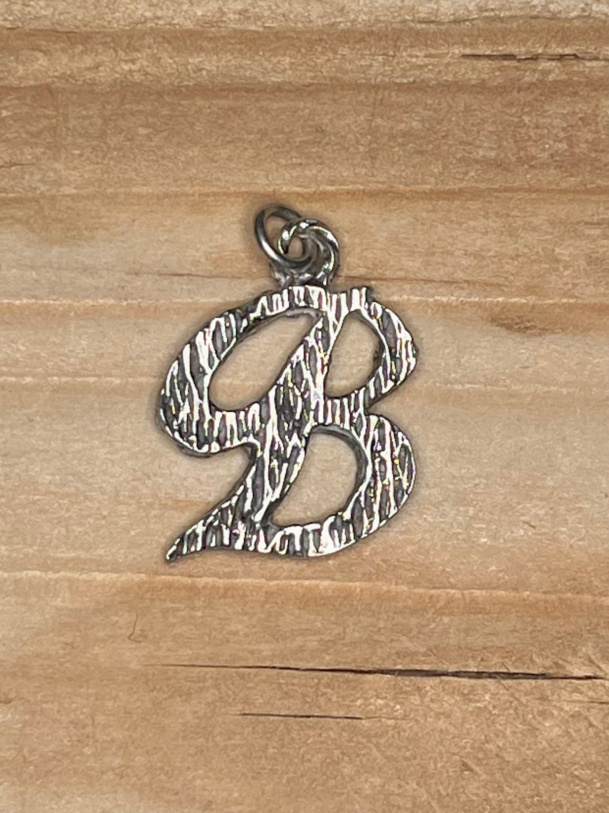 Textured Italic B 925 Sterling Silver Pendant