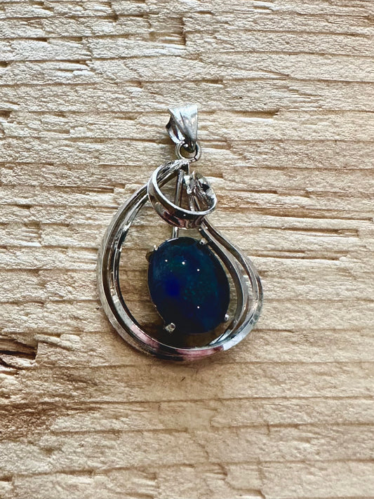 Modern Dark Opalite 925 Silver Pendant