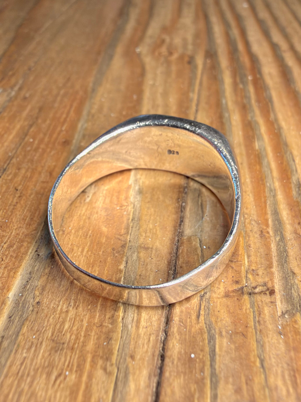 Wave Signet 925 Sterling Silver Size W Ring