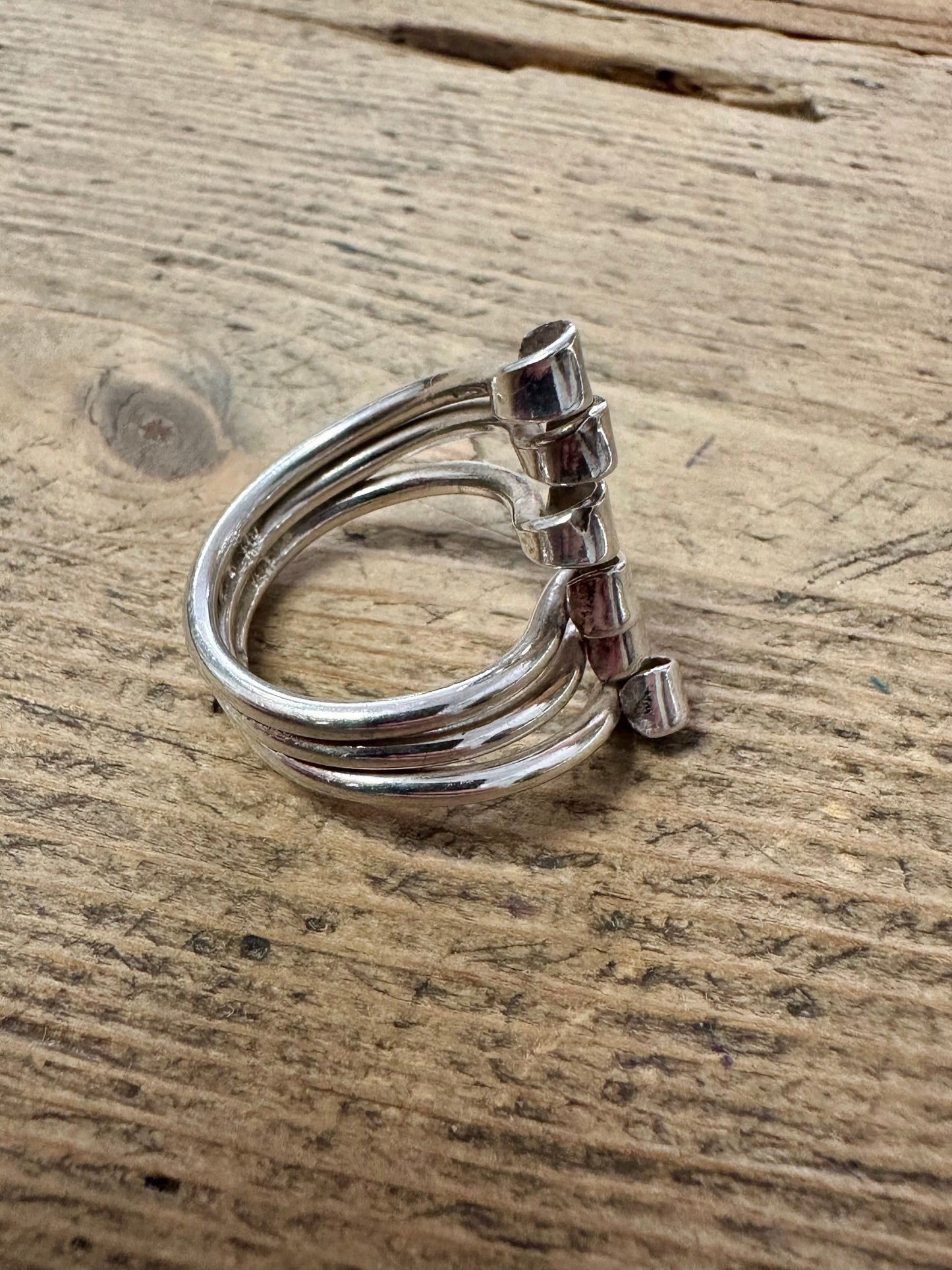 Abstract Layer Overlapping 925 Silver Size P Ring