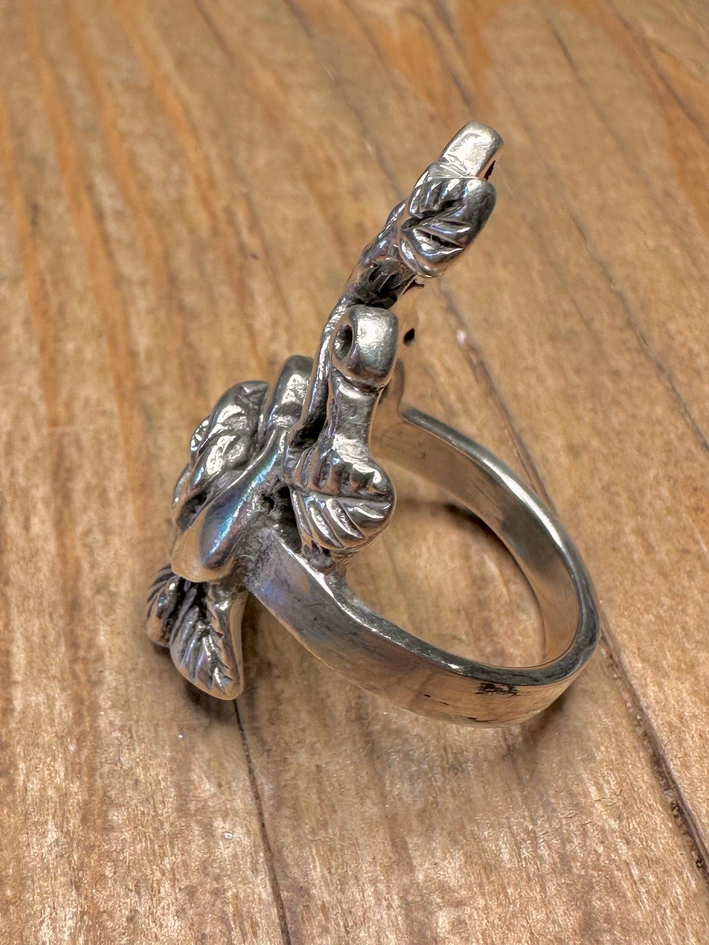 Vintage Large Rose 925 Sterling Silver Size O Ring