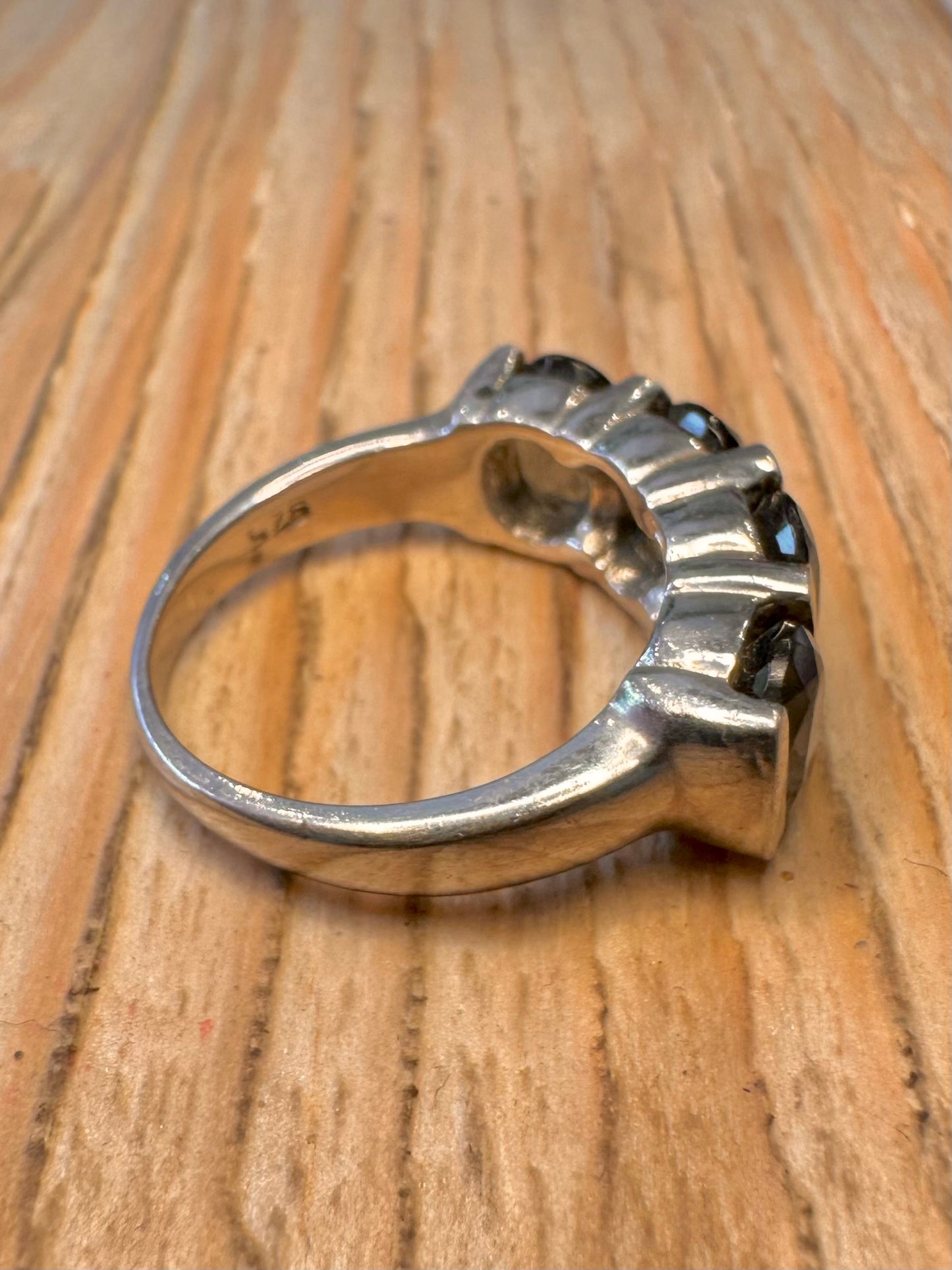 Vintage Smokey Quarts 925 Sterling Silver Size P Ring